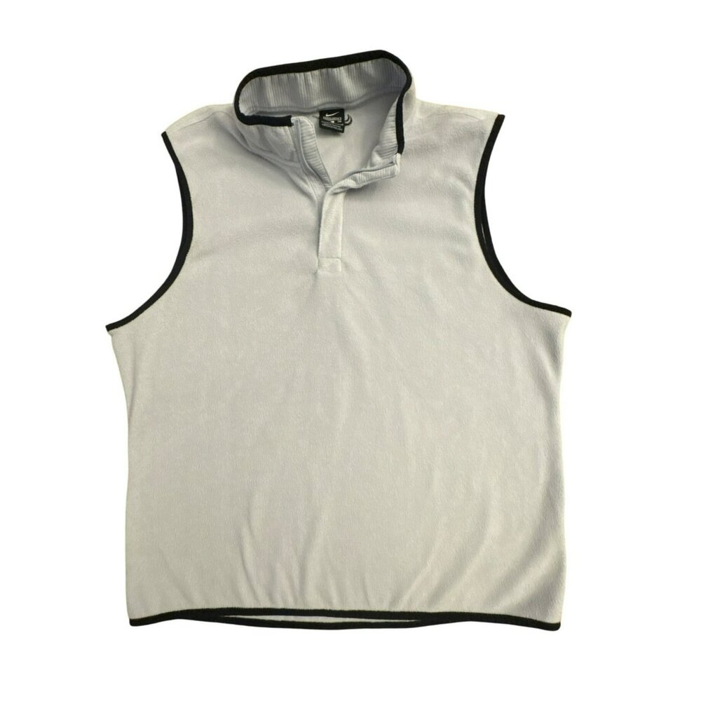 Nike Men's Gray 1/4 Zip Fleece Vest Size Large Golf Standard Fit Sleeveless Top